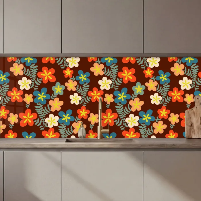 Retro - Patronen - Bloemen - Jaren 70 keuken achterwand 2 middel 871 zz_3dshopping