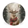 Winter - Bos - Rendier - Donker Wandcirkel aluminium klein -3d