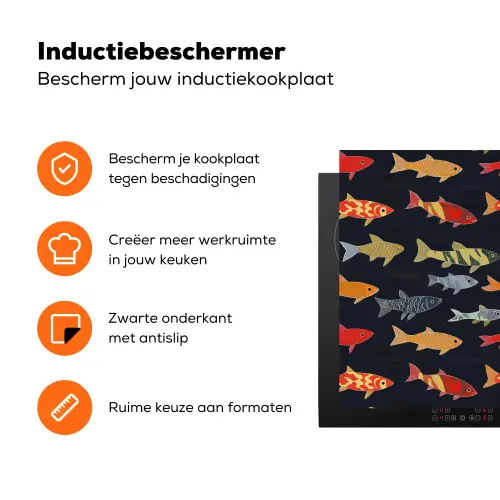 Vissen - Patroon - Kleurrijk Inductie beschermer vinyl 3mm klein 276 -zzzzzzz-td-ups