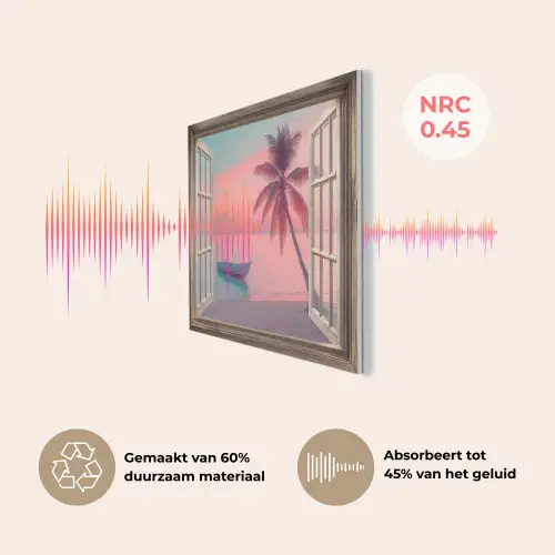 Doorkijk - Strand - Palmboom - Tropisch PET vilt klein -USP_NL