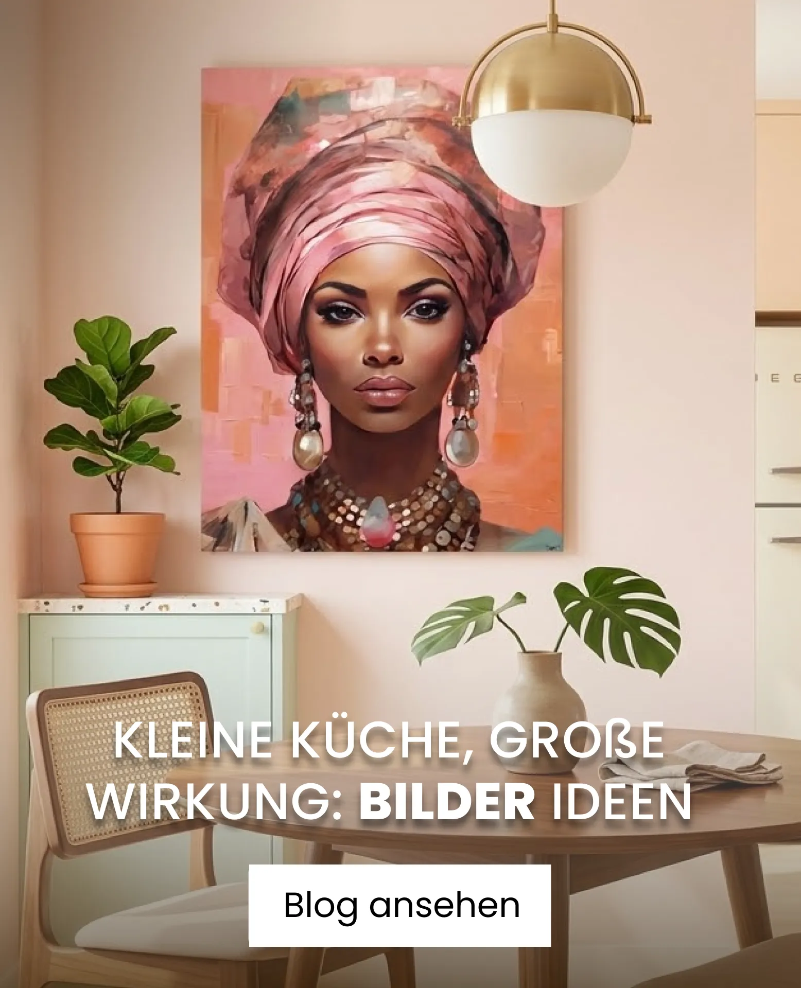 kleine Küche, Canvas mit Frau