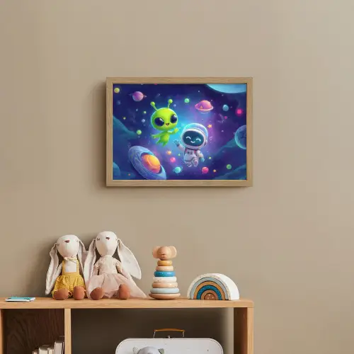 Alien - Astronaut - Ruimte - Planeten Light Box met batterij (Wandlamp kind) middel -sfeer2_kind