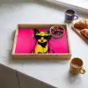Kat - Art - Zonnebril - Roze Dienblad Rechthoek middel -sfeer2