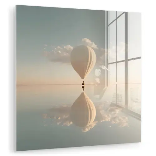 Luchtballon - Wolken - Water - Blauw plexiglas 5mm klein -zzzproduct_nieuw