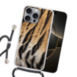 Tijgervacht - Klassiek - Zwart Hoesje iPhone 16 Pro Max met koord klein -sfeer1
