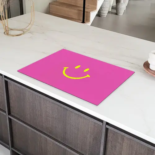 Smiley - Vrolijk - Roze Inductie beschermer vinyl 3mm klein -sfeer8