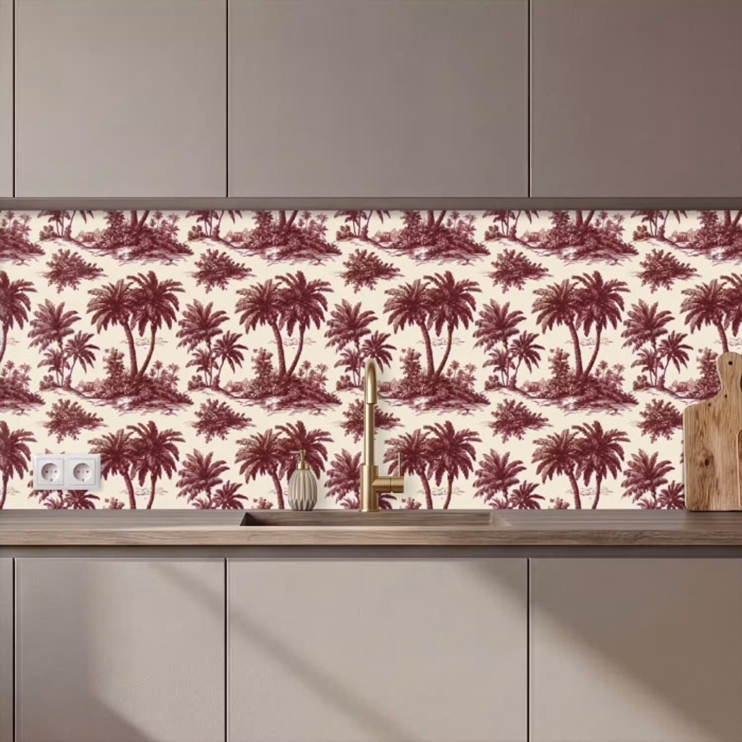 Tropisch - Geometrisch - Bordeauxrood keuken achterwand 2 middel 871 zz_3dshopping