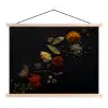 Kruiden - Zwart - Specerijen - Keuken - Koken textielposter latten blank klein -3d