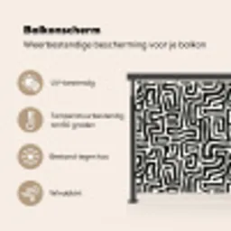 Grafisch - Lijnen - Zwart - Wit Balkonbeschermer Duitsland klein 596 -specs_NL