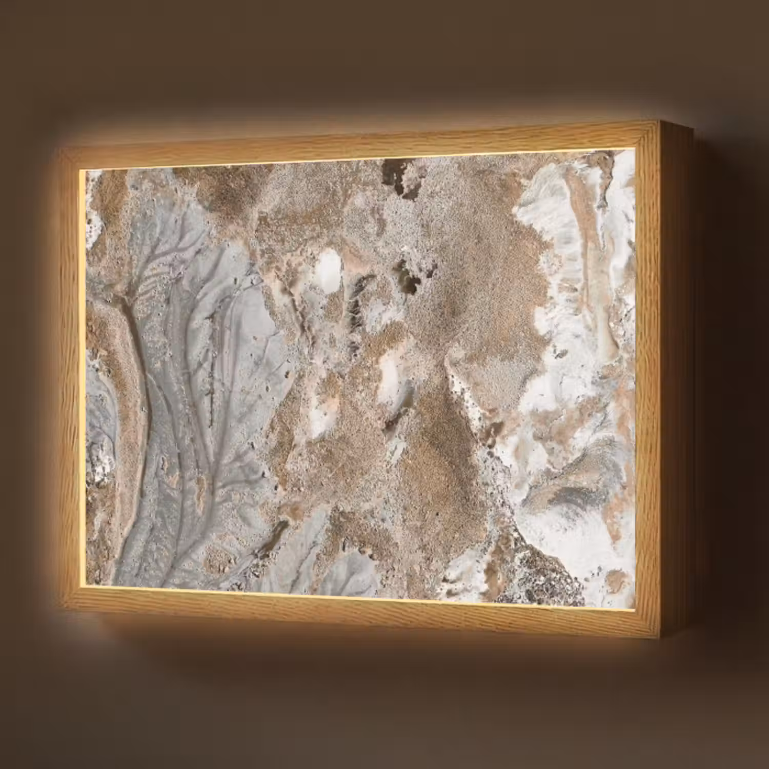 Lightbox - Wandlamp - Abstract - Marmer - Wit - Bruin - Marmerlook