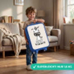 Zebra portrettekening met beige achtergrond Kinderkoffer - Blauw klein -sfeer2_DE