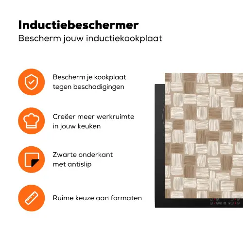 Blok - Patroon - Bruin Inductie beschermer vinyl 3mm klein 276 -zzzzzzz-td-ups