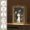 Moeder - Kind - Kleurrijk - Bloemen Light Box met kabel (Tafellamp) klein -USP_NL