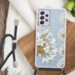 Illustratie - Bloemen - Blauw Hoesje Samsung Galaxy A52 5G met koord klein -sfeer4