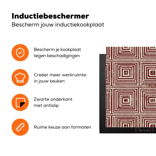 Geometrisch - Patroon - Rood Inductie beschermer vinyl 3mm klein 276 -zzzzzzz-td-ups