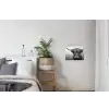 Schotse hooglander - Zwart - Wit - Gras textielposter latten blank klein -woonkamer
