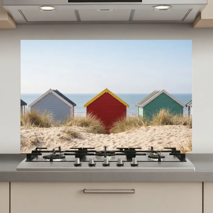 Strand - Huisjes - Kleurrijk - Duinen keuken achterwand spatscherm klein -3d_website