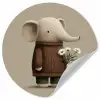 Olifant - Witte bloemen - Kindvriendelijk Wandcirkel behangsticker klein -3d