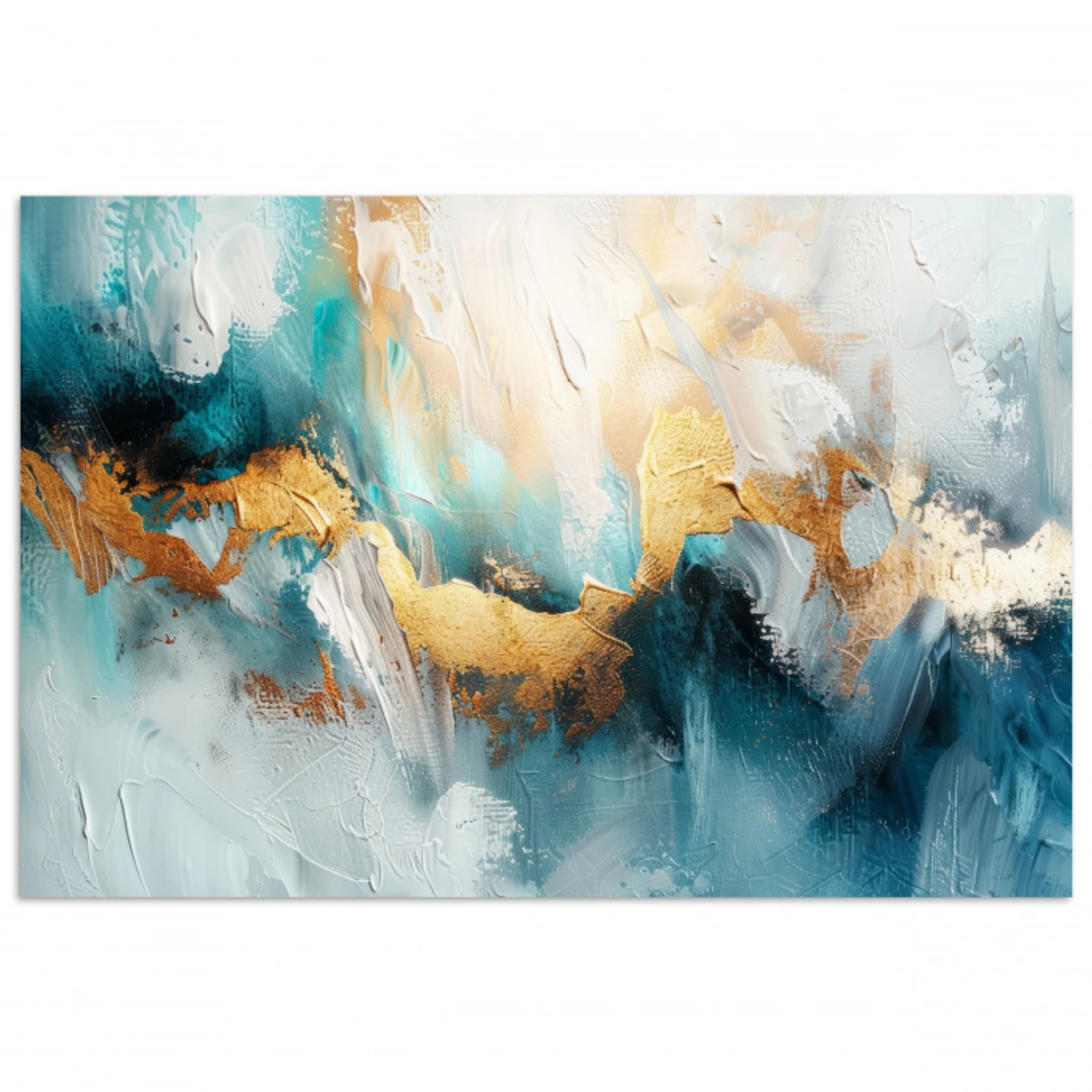 Abstract - Kunst - Gold - Blauw poster papier klein -3d