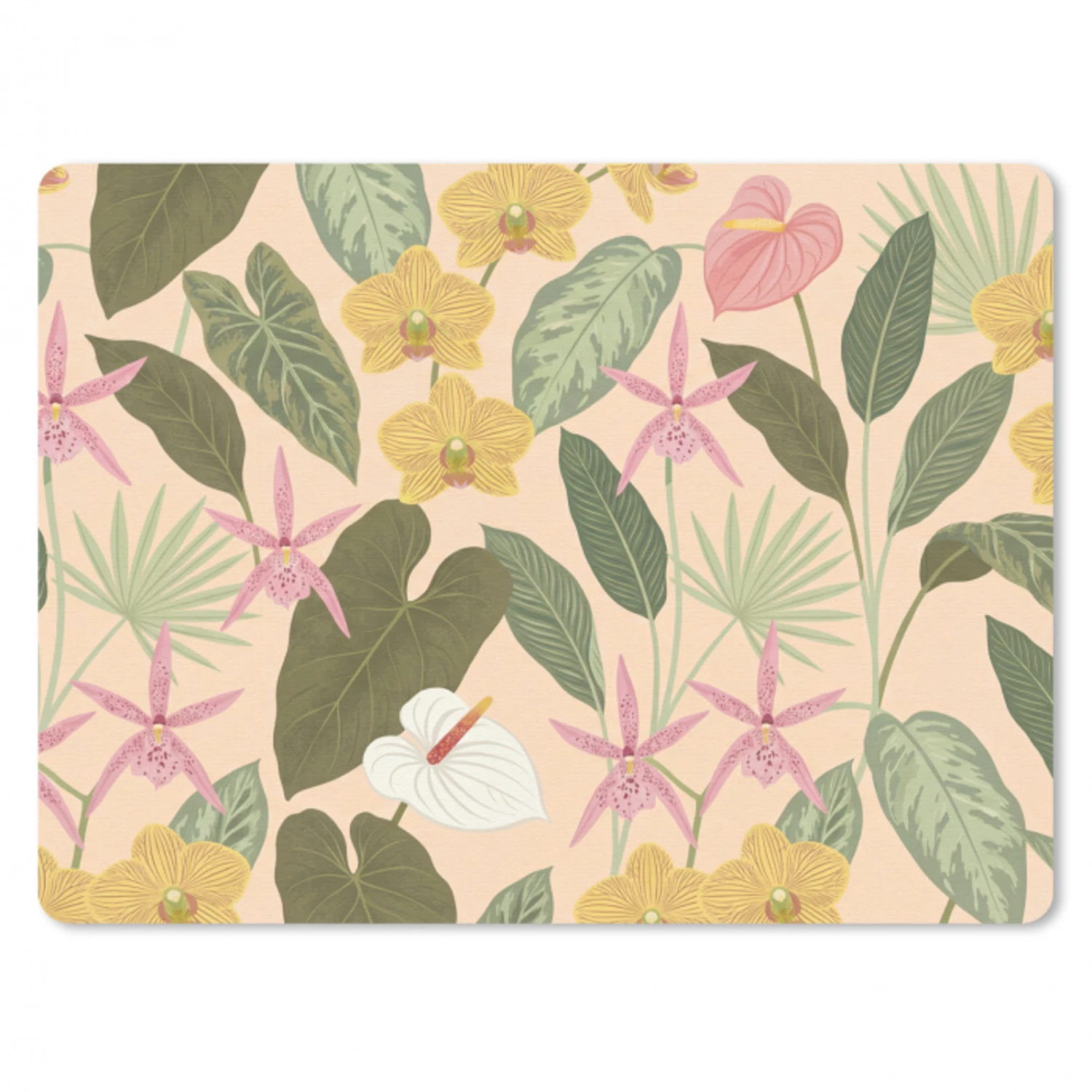 Patroon - Bloemen - Kleurrijk muismat rubber klein -3d