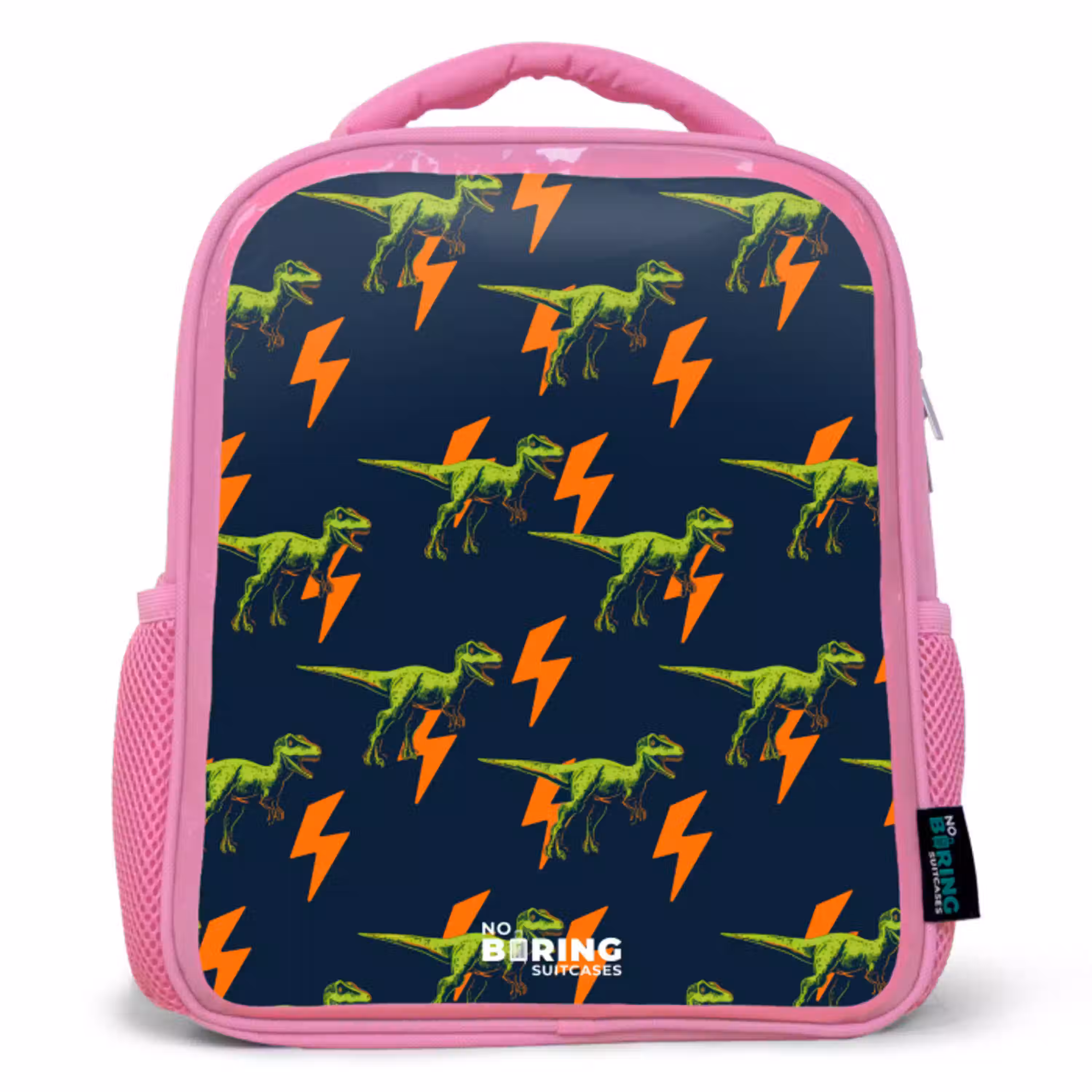 Dinos - Bliksem - Dieren - Blauw Kinderrugzak - Roze middel -3d
