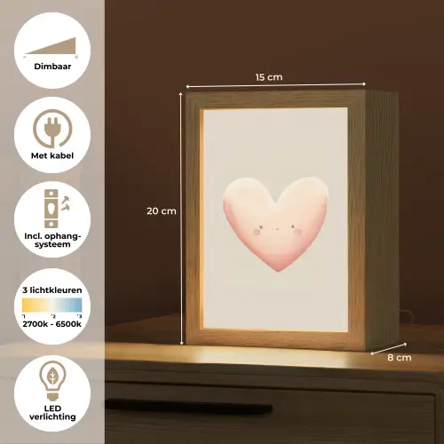 Hart - Gezicht - Roze Light Box met kabel klein -USP_NL
