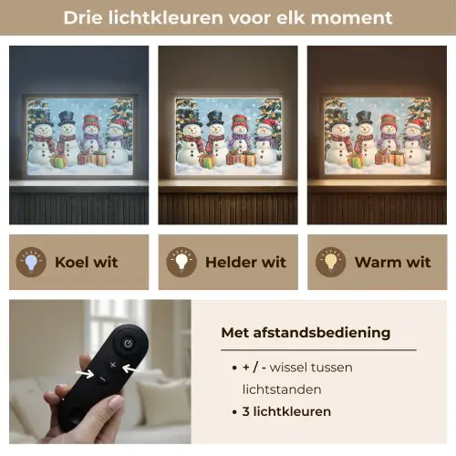 Vrolijk -  Sneeuw - Kleurrijk Light Box met batterij (Wandlamp) middel -USP_lichtkleurNL