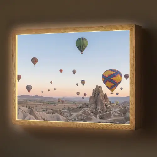 Luchtballonnen - Rotsen - Zonsopgang Light Box met batterij (Wandlamp) middel -z3d_website