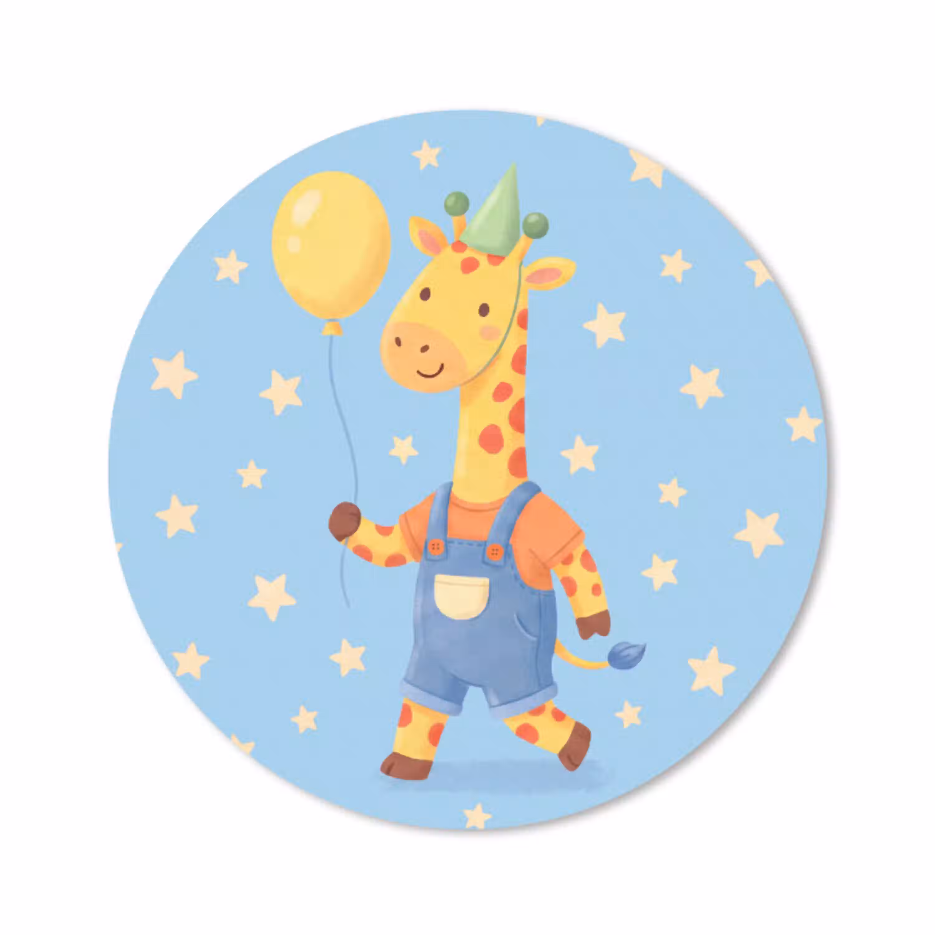 Dieren - Giraffe - Ballon - Feest - Kinderkamer Muismat rond klein -3d