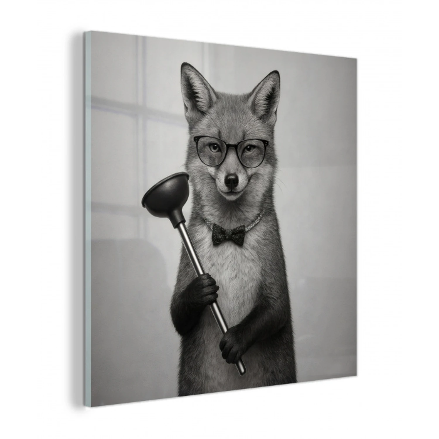 Vos - WC-ontstopper - Zwart - Wit plexiglas 5mm klein -z3d