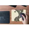 Beige - Lijnen - Golvend -  Abstract muismat rubber klein -toetsenbord