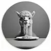 Alpaca - Pasta - Zwart - Wit - Grappig - Dieren Wandcirkel kunststof plaat 5mm dik klein -3d
