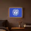 Zon - Gezicht - Penseelstructuur - Blauw Light Box met batterij (Wandlamp) middel -sfeer4