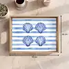 Vier schelpen - Blauw - Wit - Strepen Dienblad Rechthoek middel -USP_Formaat