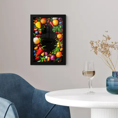 Groente - Graffiti - Kleurrijk - Koken - Abstract fotolijst zwart zonder passe partout klein -sfeer4