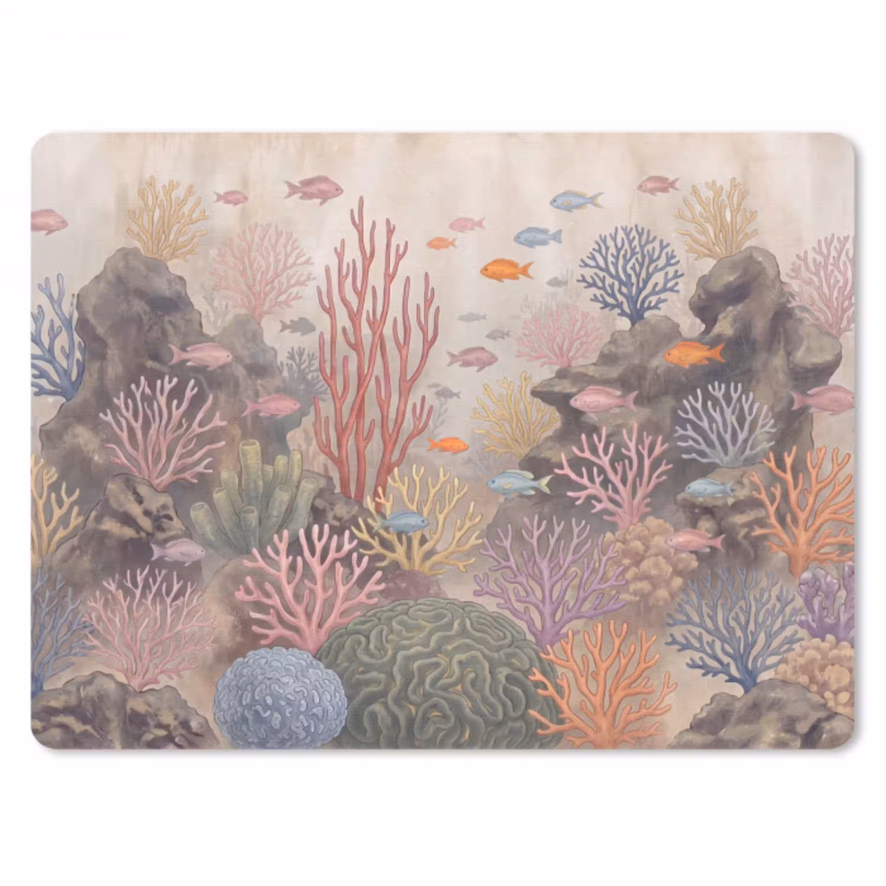 Vis - Koraalrif - Onderwaterwereld - Illustratie muismat rubber klein -3d