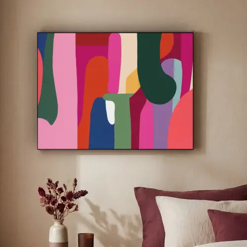 Kleurvakken - Recht - Rond - Abstract Textielframe zwart klein -sfeer1