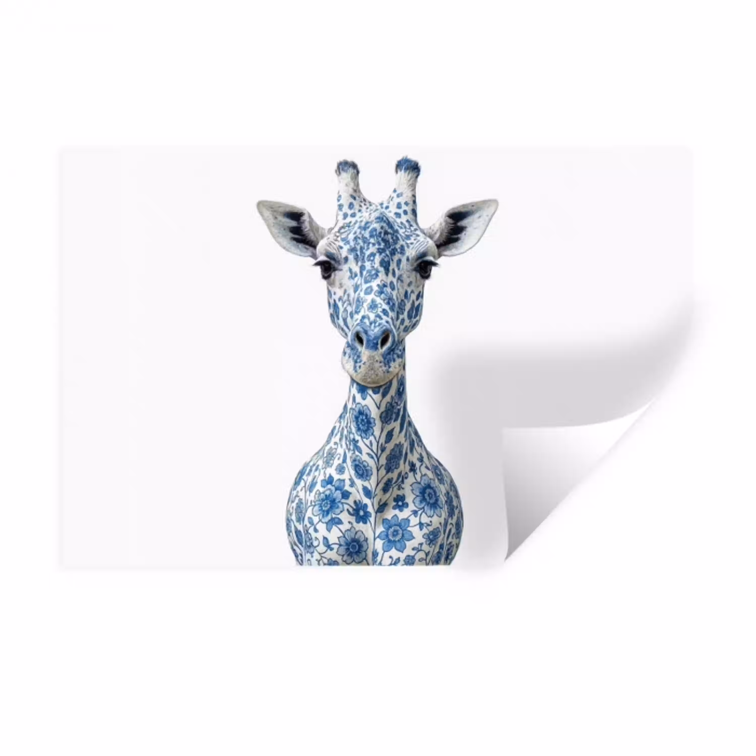 Giraffe - Delfts blauw - Dieren - Minimalistisch Muursticker klein -3d