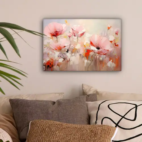 Bloemen - Watercolor - Roze - Abstract - Kunst canvas 2cm klein -sfeer1