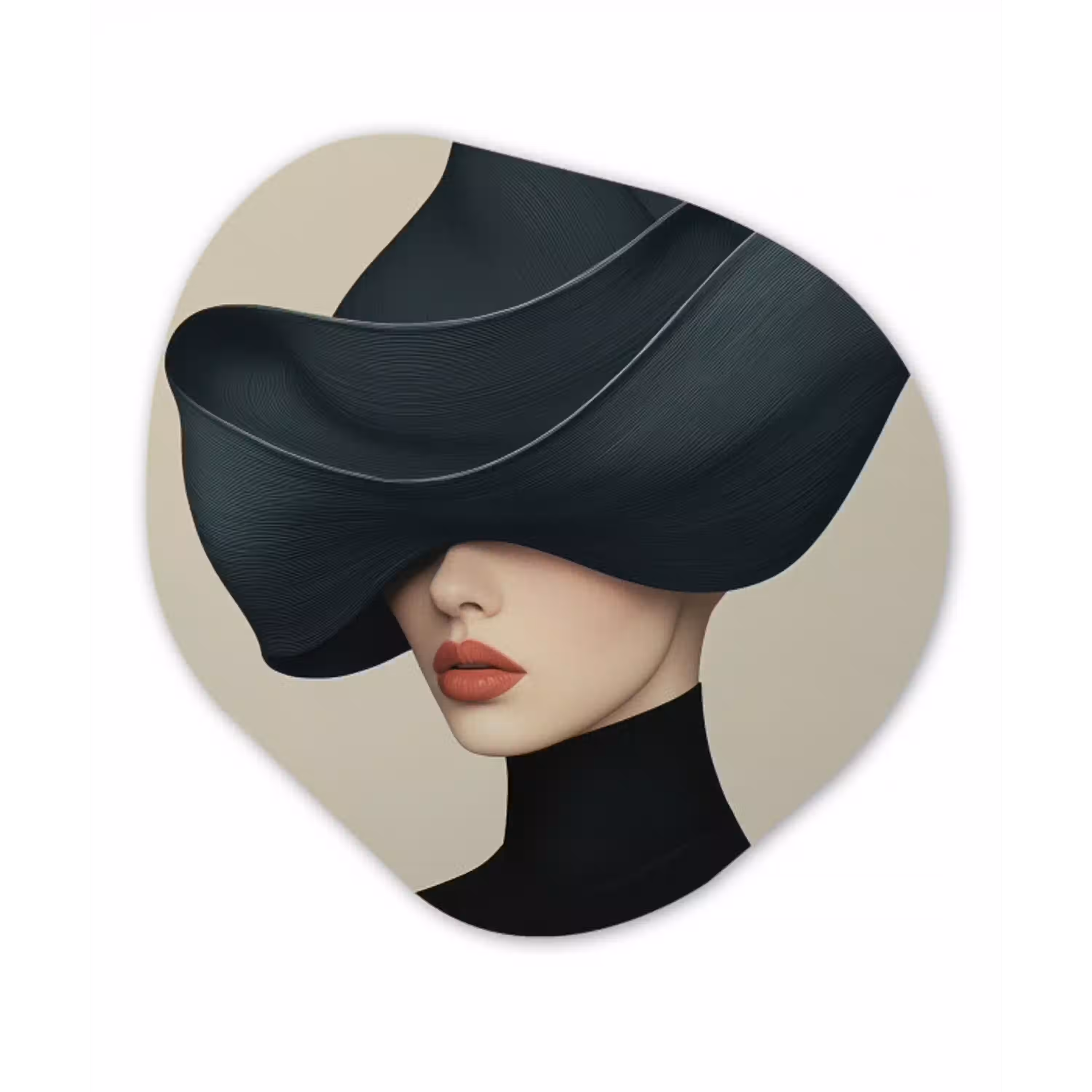 Vrouw - Groen - Hoed Wandcirkel Organisch Plexiglas middel -3d