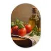 Tomaten - Olijfolie - Stilleven Wandcirkel Ovaal Glas middel -3d