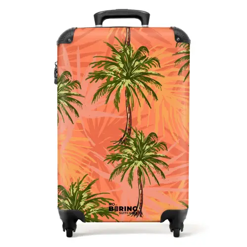 Palmbomen met fleurige achtergrond. NBS - Handbagage koffer - Volwassenen Unisex middel -productfoto_recht