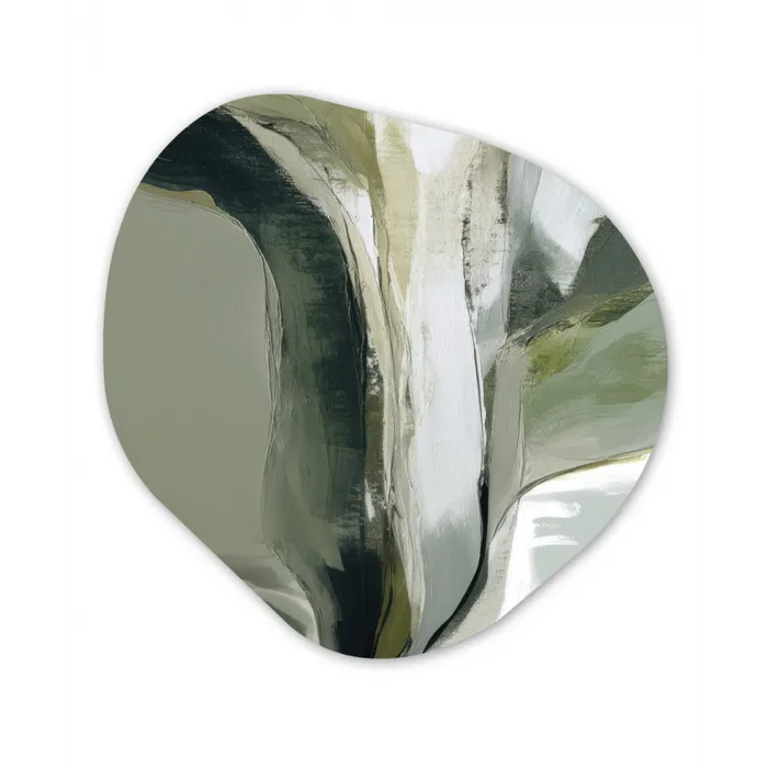 Natuur - Abstract - Groen - Penseelstreken Wandcirkel Organisch Aluminium middel -3d
