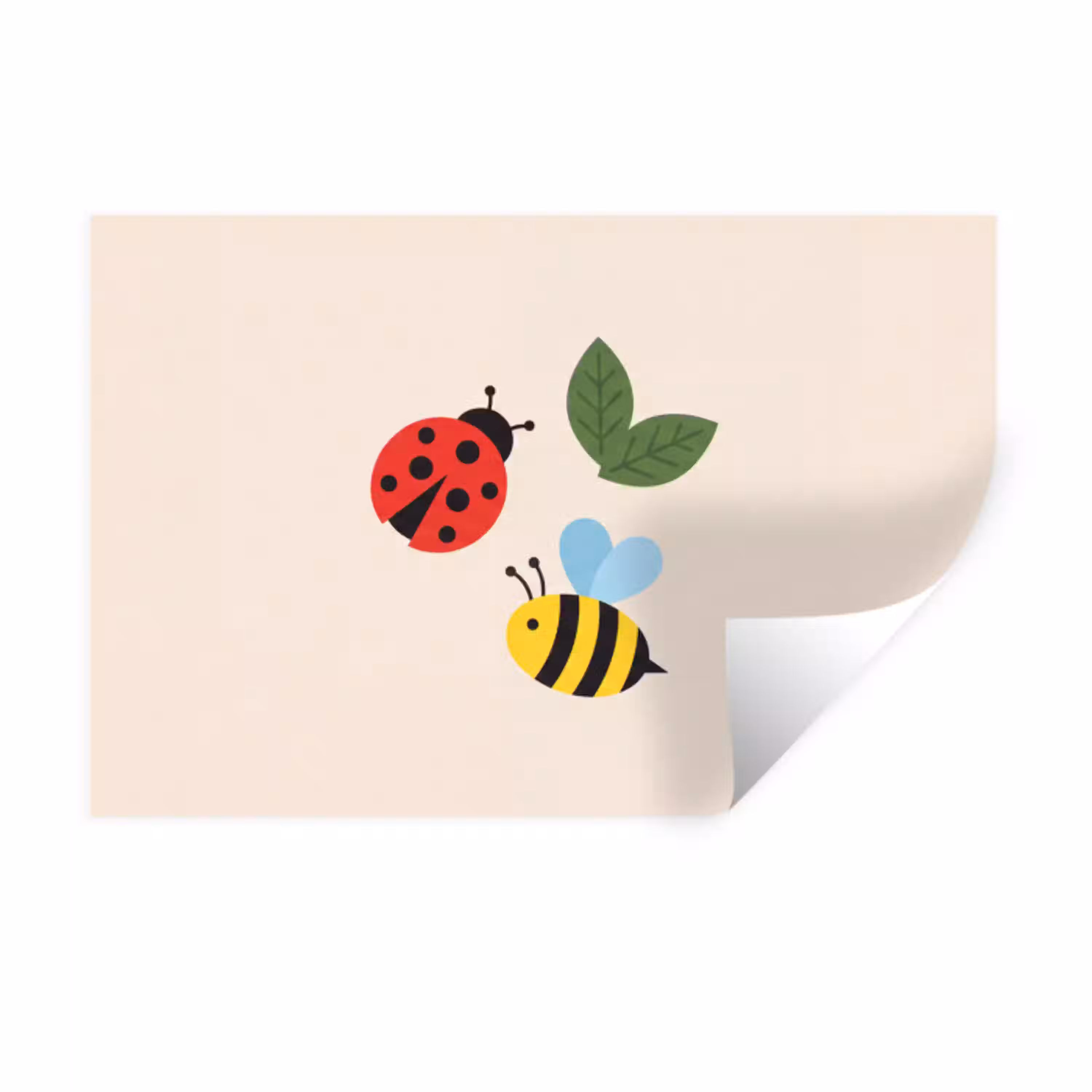 Insect - Blad - Natuur - Speels - Illustratie Muursticker klein -3d