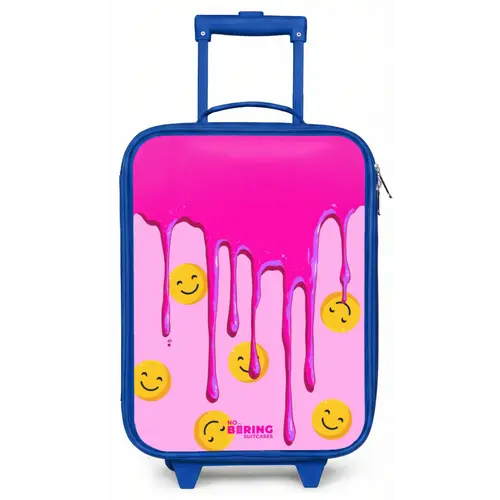 Verf - Smiley - Roze Kinderkoffer - Blauw klein -zz3dotto