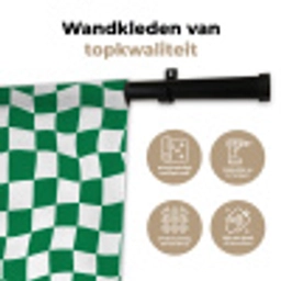 Schaakbord - Golvend - Groen Wandkleed katoen klein 269 -sfeer2
