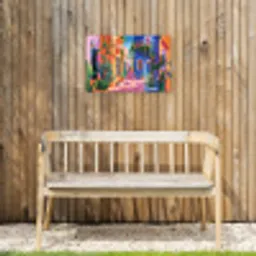 Geel - Blauw - Oranje - Huis Tuinposter op houten frame 2 cm dik klein -sfeer4