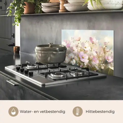 Bloemenveld - Lichte tinten - Geschilderd keuken achterwand spatscherm klein -usp_NL