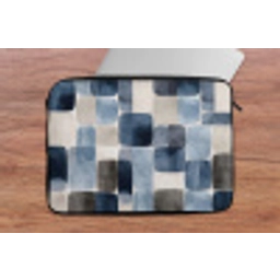 Patroon - Blauw - Vierkanten laptophoes neopreen klein -tafel