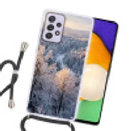 Bos - Bergen - Goud - Winter - Warm Hoesje Samsung Galaxy A52 5G met koord klein -sfeer1